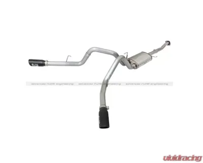 aFe Power Mach Force-Xp 3 inch Catback Stainless Steel Dual Side-Exit Exhaust System w/Black Tips Ford F-150 2015-2022 - 49-43074-B