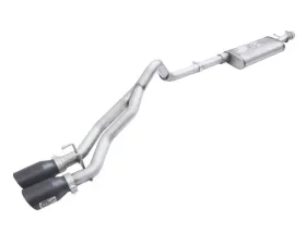 aFe Power Rebel Series Stainless Steel Catback Exhaust System w/2.5 inch Dual Center Exit and Black Tips Jeep Wrangler JK 3.6L | 3.8L 07-15