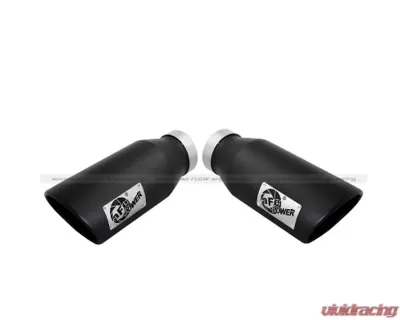 aFe Power Diesel Exhaust Tips Stainless Steel Black Dual 4 In x 6 Out x 15 inch L - 49T40606-B15