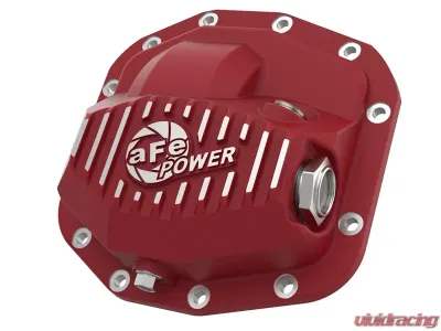 aFe Power Pro Series Front Differential Cover Red w/ Machined Fins Jeep Wrangler JL V6 3.6L 2018-2023 - 46-71010R