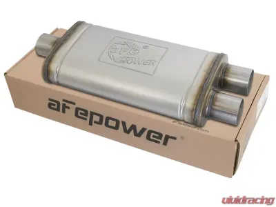 aFe Power MACH Force-Xp 2.5" Stainless Steel Muffler 2.5" Inlet/Dual Outlets 18"L x 9"W x 4"H - 49M00009