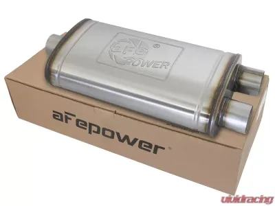 aFe Power MACH Force-Xp 3" 409 Stainless Steel Muffler, 3" Center Inlet/3" Offset Outlet, 22"L x 11"W x 6"H - 49M00015