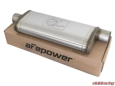 aFe Power MACH Force-Xp 3" to 3" 409 Stainless Steel Muffler 3" Center Inlet /3" Offset Outlet, 22"L x 9"W x 4"H Body - 49M00017