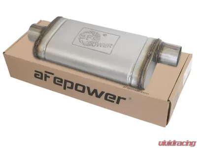 aFe Power MACH Force-Xp 3" 409 Stainless Steel Muffler, 3" Center Inlet/Offset Outlet, 18"L x 9"W x 4"H - 49M00020