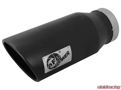 aFe Power MACH Force-Xp 4" 409 Stainless Steel Exhaust Tip 4" In x 6" Out x 15" L Bolt-On Left - 49T40602-B15