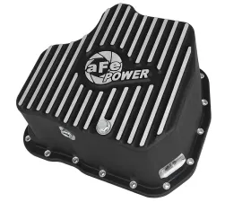 aFe Power Engine Oil Pan; Black Machined Fins