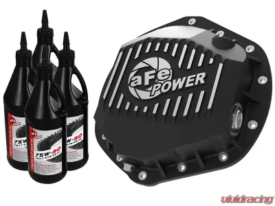 aFe Power Pro Series Rear Differential Cover Black w/ Machined Fins & Gear Oil - 46-71061B
