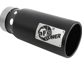 aFe Power SATURN 4S Universal Intercooled Clamp-on Exhaust Tip Black 4 IN Inlet x 5 IN Outlet x 12 IN L