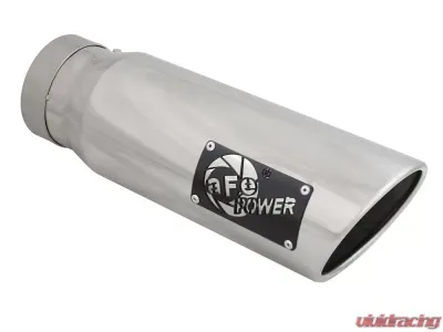 aFe Power Mach Force-Xp Universal Clamp-on Exhaust Tip Polished 4 IN Inlet x 5 IN Outlet x 15 IN L - 49T40501-P15