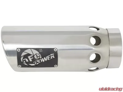 aFe Power Mach Force-Xp Universal Intercooled Clamp-on Exhaust Tip Polished 4 IN Inlet x 5 IN Outlet x 12 IN L - 49T40502-P121