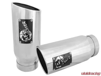 aFe Power Mach Force-Xp Universal Intercooled Clamp-on Exhaust Tip Polished 4 IN Inlet x 5 IN Outlet x 12 IN L - 49T40506-P12