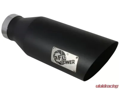 aFe Power Mach Force-Xp Universal Clamp-on Exhaust Tip Black 4 IN Inlet x 7 IN Outlet x 18 IN L - 49T40701-B18