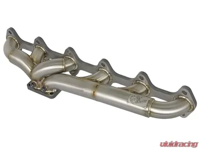 aFe Power Twisted Steel 304 Stainless Steel Header w/ T4 Turbo Flange Dodge Diesel Trucks 03-07 L6-5.9L (td) - 48-32018