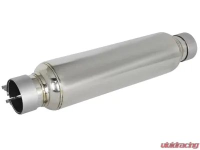aFe Power Mach Force-Xp Stainless Resonator 2-1/2 IN Inlet/Outlet x 4 IN Dia. x 15 IN Body x 19 IN OAL - 49M10002