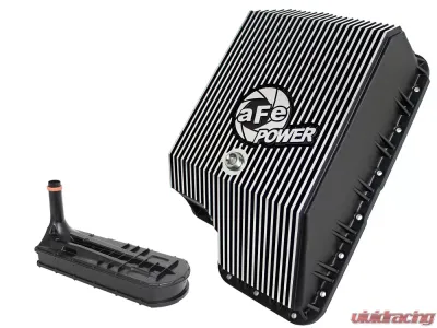 aFe Power Transmission Pan Machined Fins Ford Diesel Trucks 94-10 V8-6.4L/6.0L/7.3L (td) (F5R110W/F5R110/E4OD/4R100 Transmission) - 46-70122-1