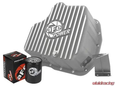 aFe Power Street Series Engine Oil Pan Raw with Machined Fins GM Diesel Trucks 2001-2010 - 46-71070A