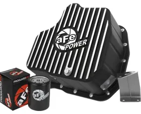 aFe Power Pro Series Engine Oil Pan Black with Machined Fins GM Diesel Trucks 2001-2010