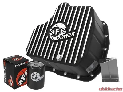 aFe Power Pro Series Engine Oil Pan Black with Machined Fins GM Diesel Trucks 2011-2016 - 46-71080B