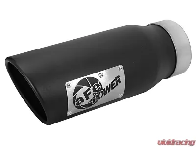 aFe Power Mach Force-Xp 409 Stainless Steel Clamp-on Exhaust Tip Black Left Side Exit 3-1/2" Inlet x 4-1/2" Outlet x 12" L - 49T35452-B12