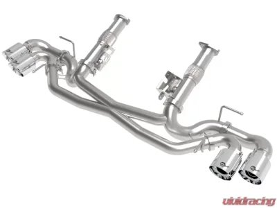 aFe Power Mach Force-XP 304 Stainless Steel Catback Exhaust without Muffler with Polished Tips No NPP Chevrolet Corvette C8 8-6.2L 2020-2024 - 49-34127NM-P