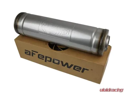 aFe Power Mach Force-XP 2.5" Stainless Steel Muffler, 5" Round x 18" Body, Center/Center - 49M30048