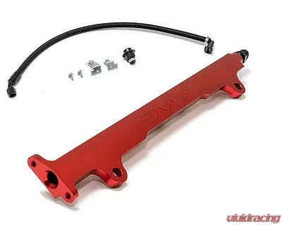 AMS Performance CNC Machined Red Aluminum Fuel Rail w/ Pulsation Dampener Mitsubishi Evolution X 2008-2014 - AMS.04.07.0006-1