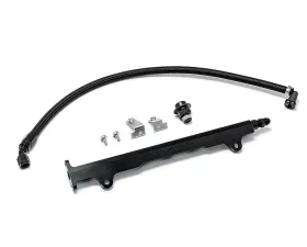 AMS Performance CNC Machined Black Aluminum Fuel Rail with Pulsation Dampener Mitsubishi Evolution X 08-14