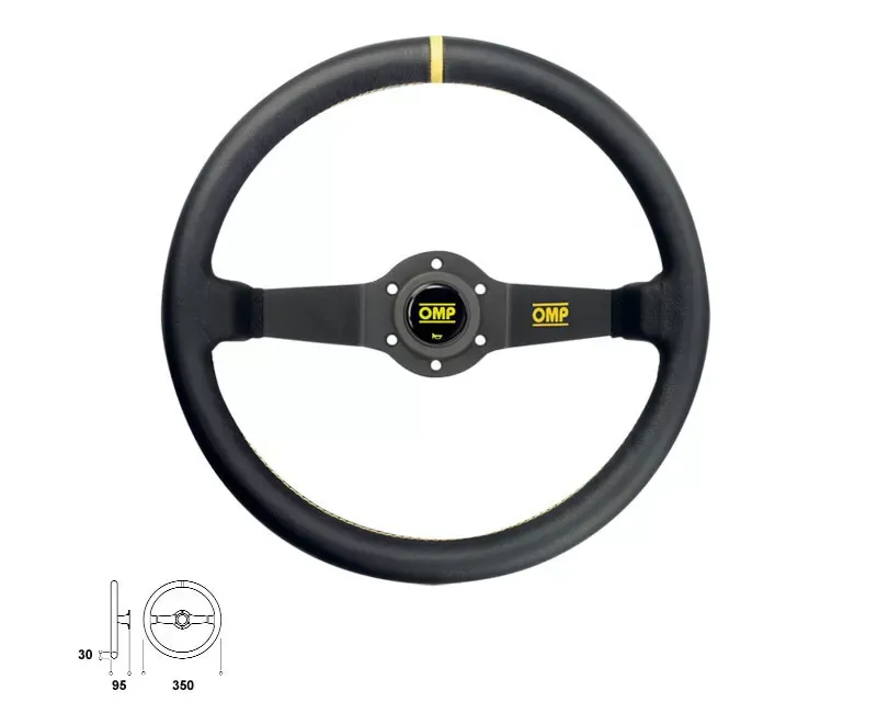 OMP Rally Steering Wheel Black Leather - OD0-1950-071
