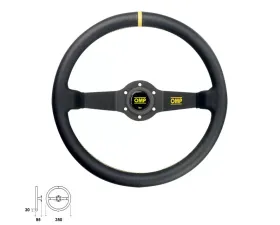 OMP Rally Steering Wheel Black Leather