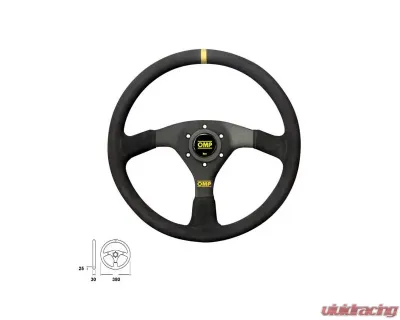 OMP Racing Steering Wheel Velocita: Flat 350mm | Black Suede - OD0-1958-071
