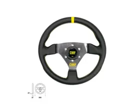 OMP Racing Steering Wheel Trecento: Flat 300mm | Black Leather