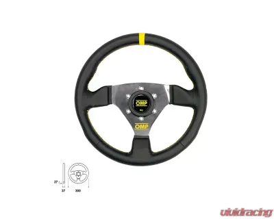 OMP Racing Steering Wheel Trecento: Flat 300mm | Black Leather - OD0-1976-071
