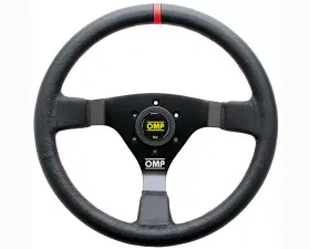 OMP Racing Steering Wheel WRC: Mid-Depth 350mm Dished | Black|Red Leather