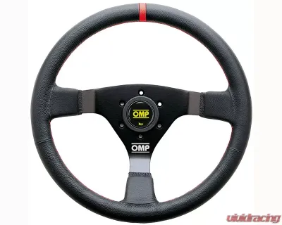 OMP Racing Steering Wheel WRC: Mid-Depth 350mm Dished | Black|Red Leather - OD0-1980-071