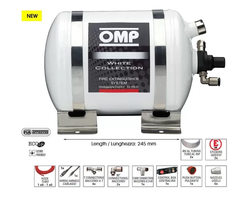 OMP Fire Extinguisher White Collection Electrical 2.8 L - CE0-FAL2-A01