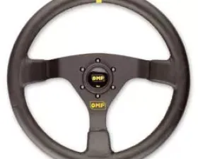 OMP WRC Steering Wheel Mid-Depth 350mm Dished Black | Red Leather