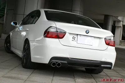 3D Design Carbon Fiber | FRP Rear Diffuser BG Single Exhaust BMW 3 Series E90 | E91 M-Sport 2006-2013 - 3108-19012