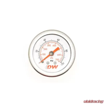 DeatschWerks White Face Fuel Pressure Gauge with DW Logo - 6-01-G