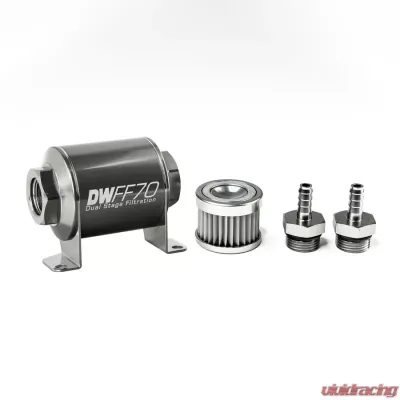 DeatschWerks 5/16 in Barb, 5 micron, 70mm In-line fuel filter kit - 8-03-070-005K-516