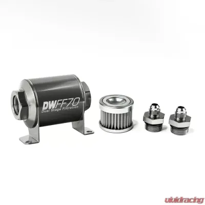 DeatschWerks -6AN, 5 micron, 70mm In-line fuel filter kit - 8-03-070-005K-6