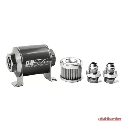 DeatschWerks -8AN, 10 micron, 70mm In-line fuel filter kit - 8-03-070-010K-8
