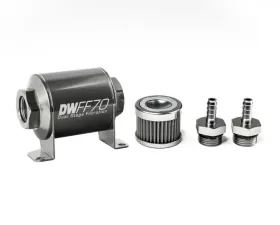 DeatschWerks 5/16 in, 40 micron, 70mm In-line fuel filter kit