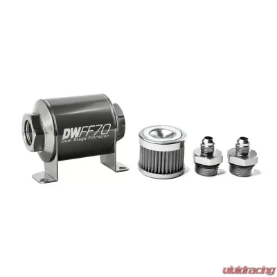 DeatschWerks -6AN, 40 micron, 70mm In-line fuel filter kit - 8-03-070-040K-6