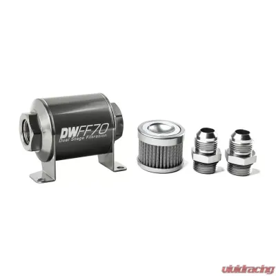DeatschWerks -10AN, 100 micron, 70mm In-line fuel filter kit - 8-03-070-100K-10