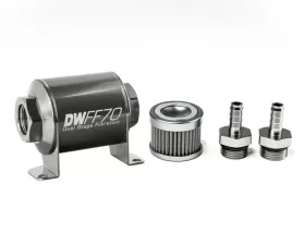 DeatschWerks 3/8 in, 100 micron, 70mm In-line fuel filter kit