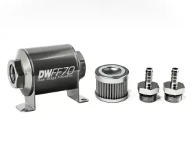 DeatschWerks 5/16 in, 100 micron, 70mm In-line fuel filter kit
