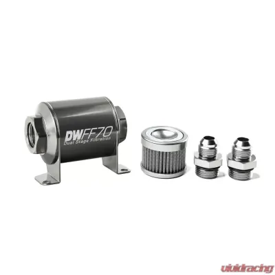DeatschWerks -8AN, 100 micron, 70mm In-line fuel filter kit - 8-03-070-100K-8