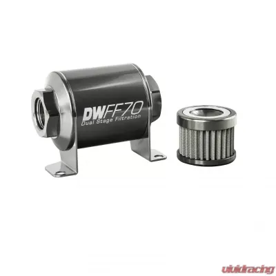 DeatschWerks -10AN Female, 100 micron, 70mm In-line fuel filter kit - 8-03-070-100K