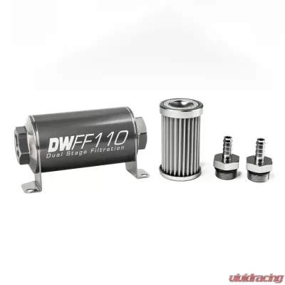 DeatschWerks 5/16 in, 5 micron, 110mm In-line fuel filter kit - 8-03-110-005K-516