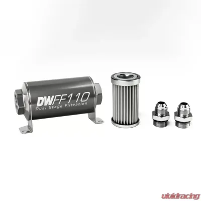 DeatschWerks -8AN, 5 micron, 110mm In-line fuel filter kit - 8-03-110-005K-8